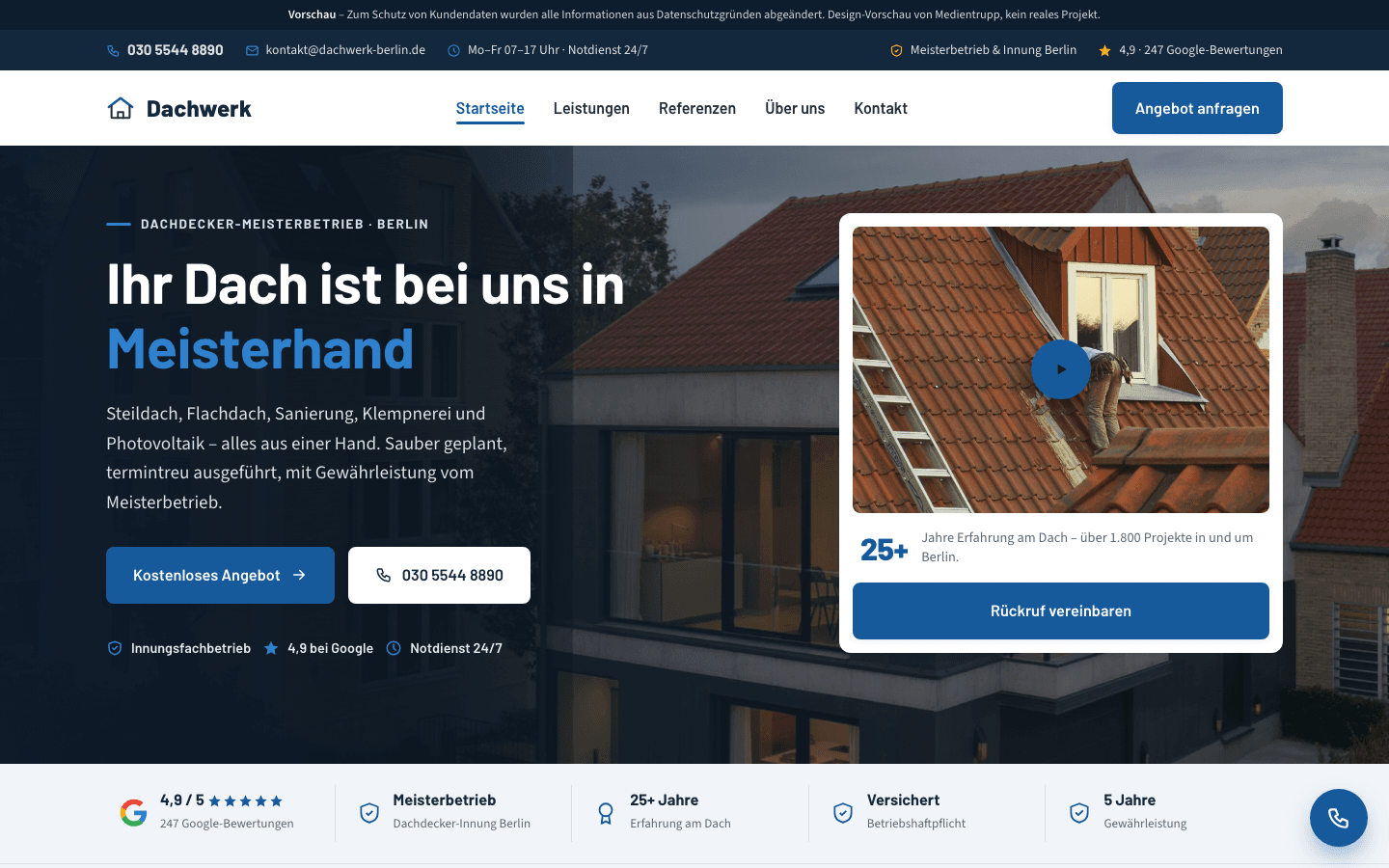 Dachdecker Website – Dachdecker & Bedachung