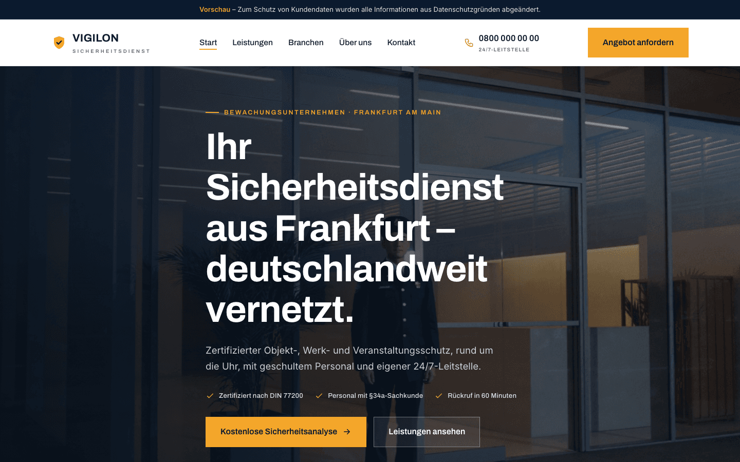 Sicherheitsdienst Website – Sicherheitsdienst & Objektschutz
