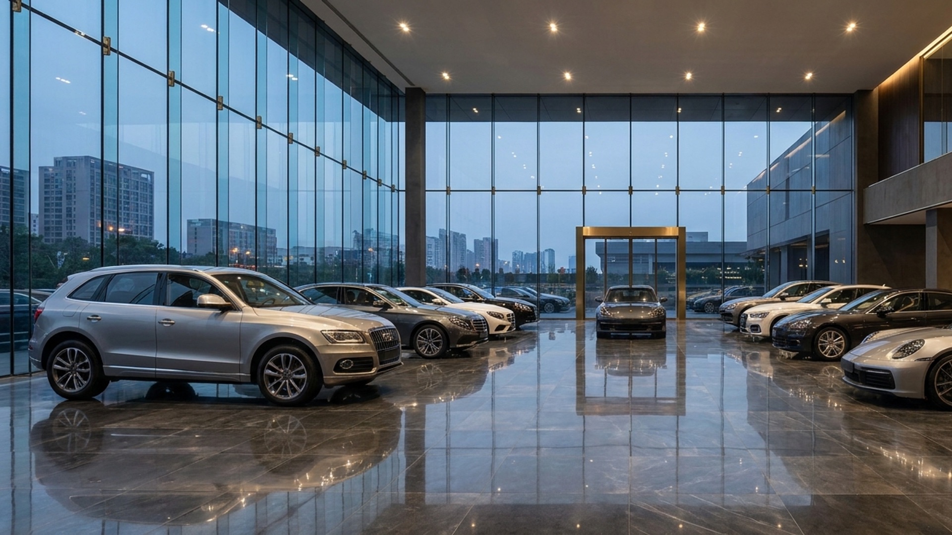 Showroom von Automobile Voßberg mit mehreren Fahrzeugen