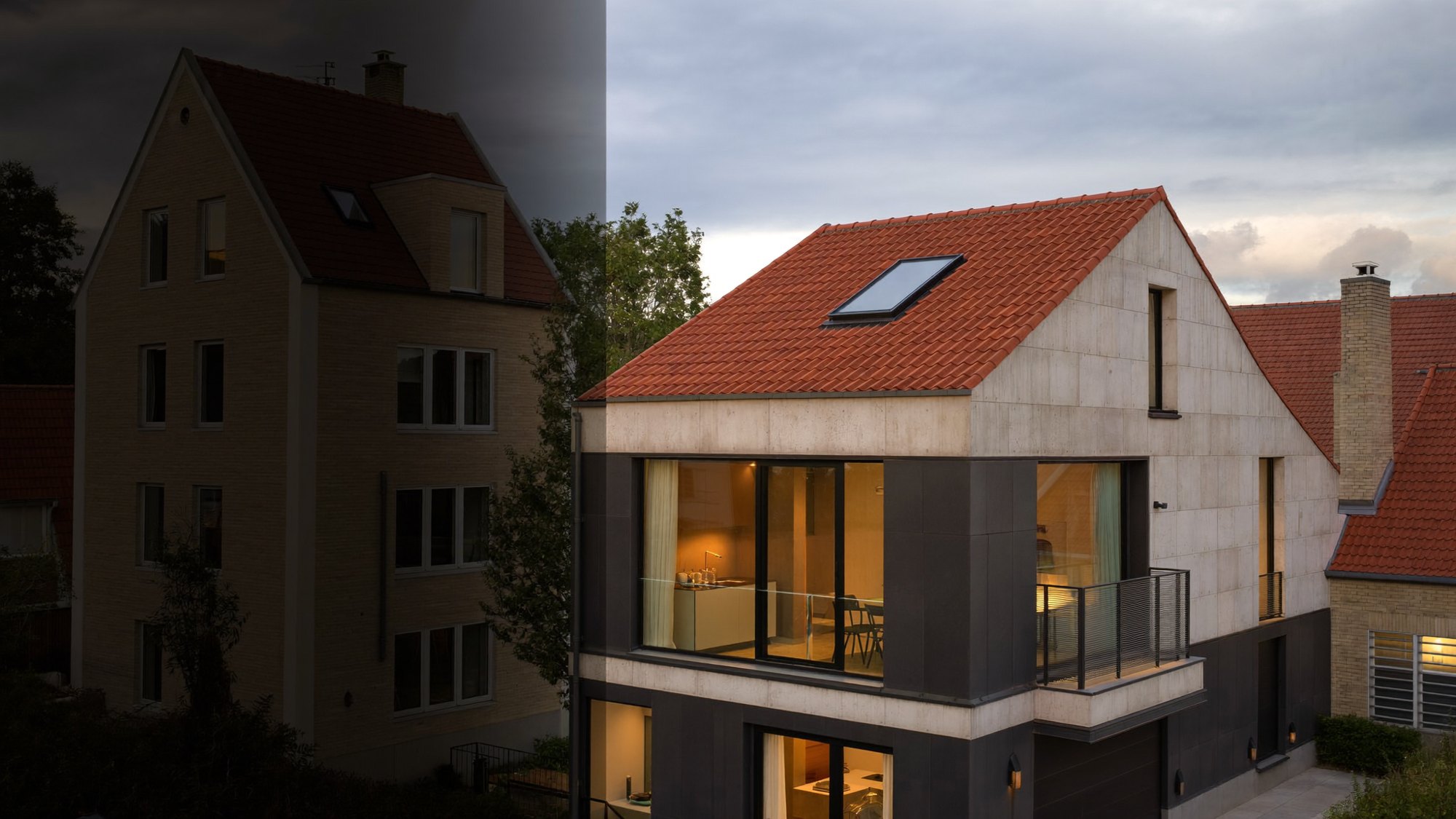 Modernes Wohnhaus mit fachgerecht eingedecktem Dach