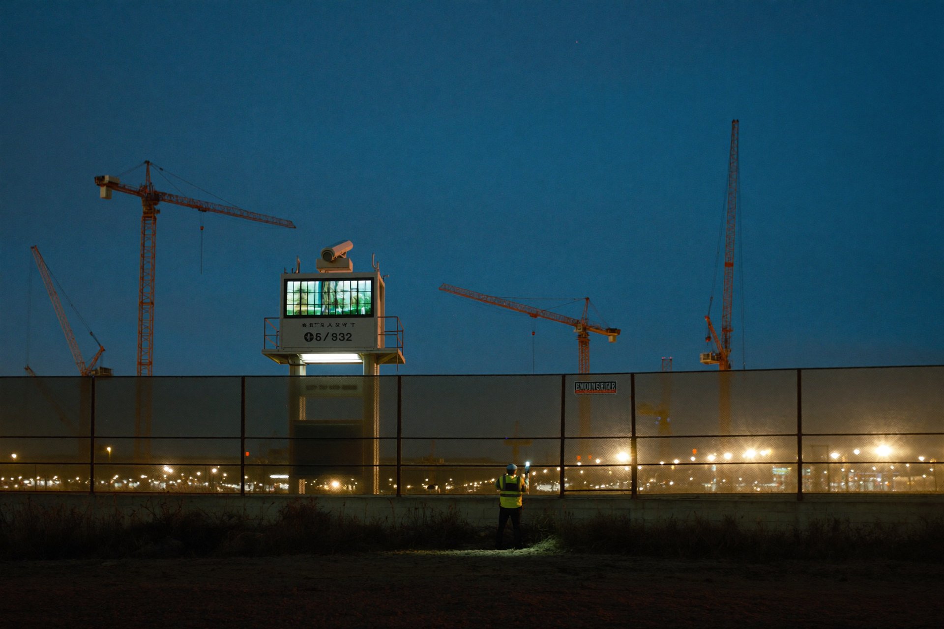 Baustelle in der Dämmerung